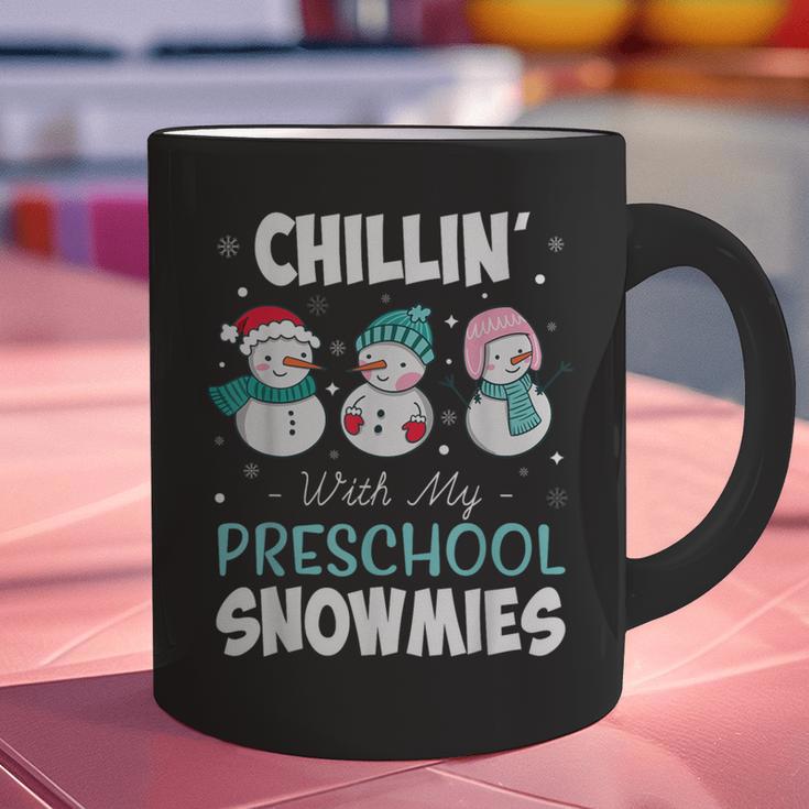 Chillin' With My Preschool Snowmies Teacher Christmas Men Women Kids Graphic Print Coffee Mug, gift for family, gift for coworker Chillin' With My Preschool Snowmies Teacher Christmas Men Women Kids Graphic Print Coffee Mug, gift for family, gift for coworker