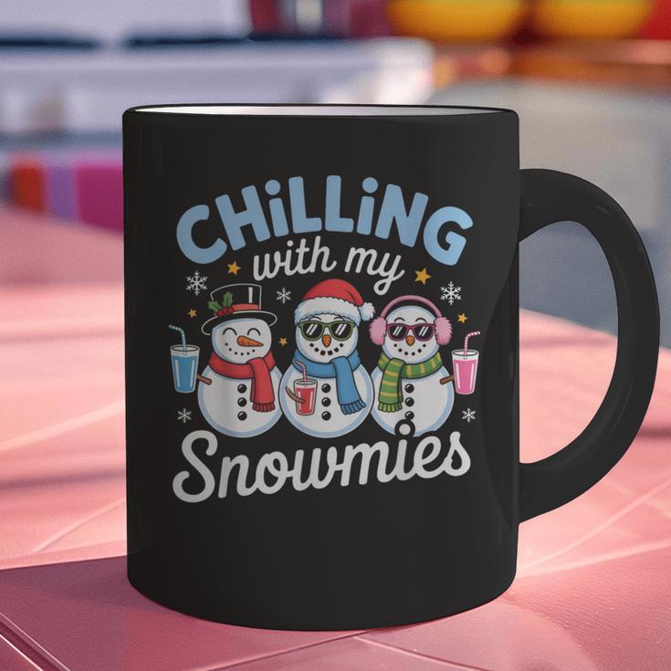 Chillin With My Snowmie Women Christmas Snowman Teacher Snow Graphic Print Coffee Mug, gift for family, gift for coworker