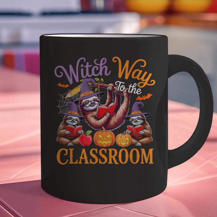 Way To Classroom Halloween Witch Three Cute Sloths Teacher Graphic Print Coffee Mug, gift for family, gift for coworker Way To Classroom Halloween Witch Three Cute Sloths Teacher Graphic Print Coffee Mug, gift for family, gift for coworker