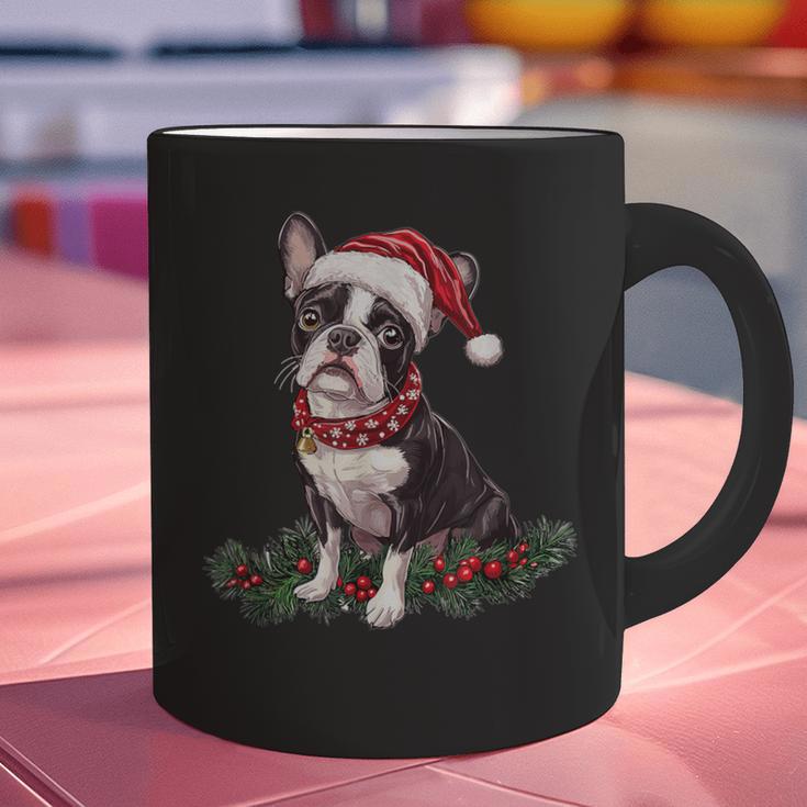 Cute Boston Terrier Dog Christmas Merry X-Mas Graphic Graphic Print Coffee Mug, Boston Terrier Christmas Mugs, gift for family, gift for coworker
