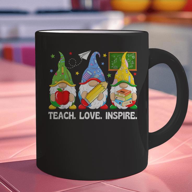Cute Gnomes Teach Love And Inspire Back To School Teacher Graphic Print Coffee Mug, gift for family, gift for coworker