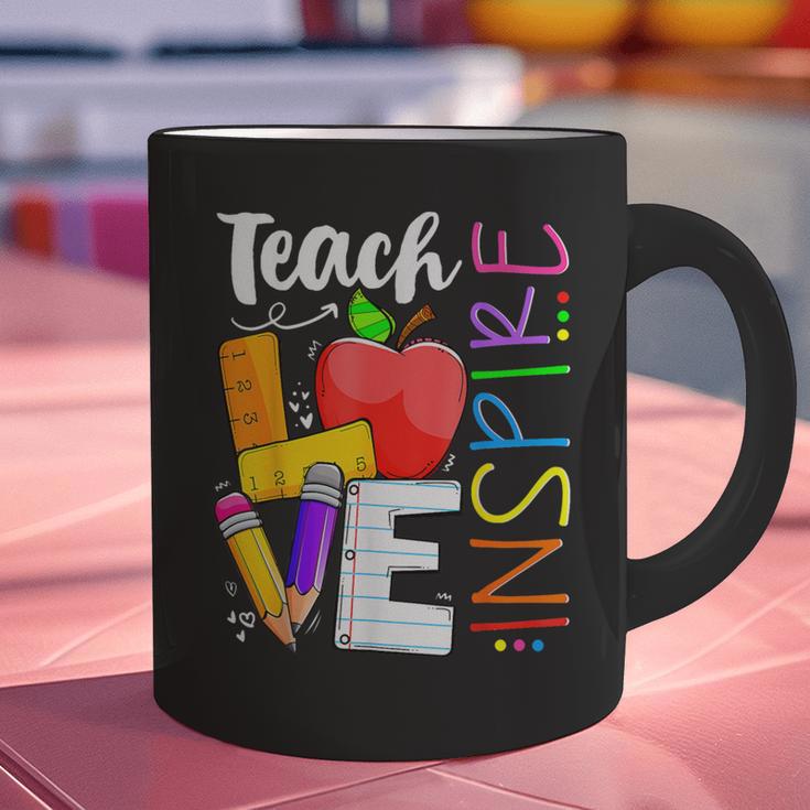 Cute Teach Love And Inspire Men Women Teacher Graphic Print Coffee Mug, gift for family, gift for coworker