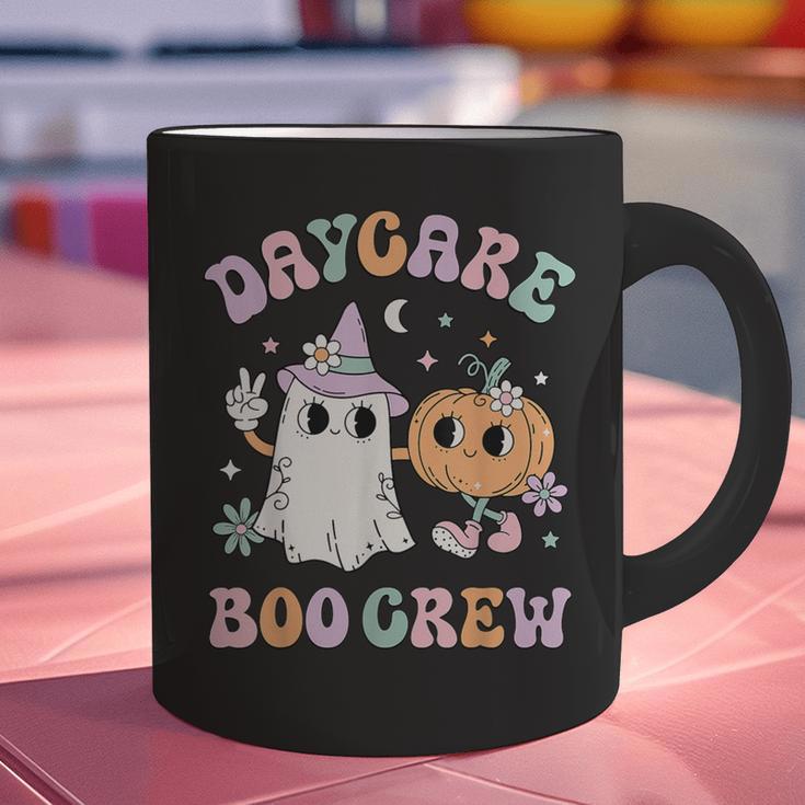 Daycare Boo Crew Groovy Halloween Floral Ghost Kid Teacher Graphic Print Coffee Mug, Groovy Teacher Mugs, gift for family, gift for coworker