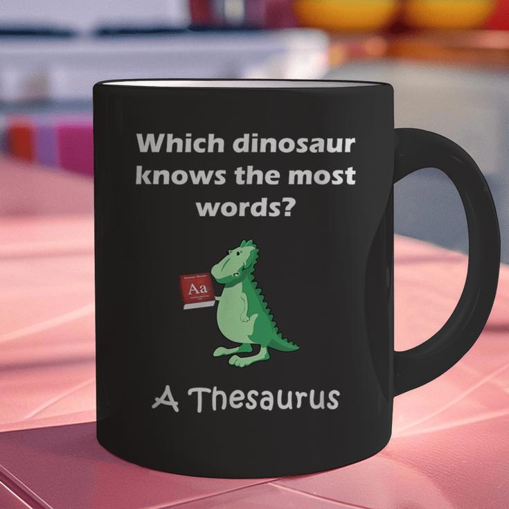 Dinosaur Thesaurus Grammar Joke Teacher Graphic Print Coffee Mug, gift for family, gift for coworker