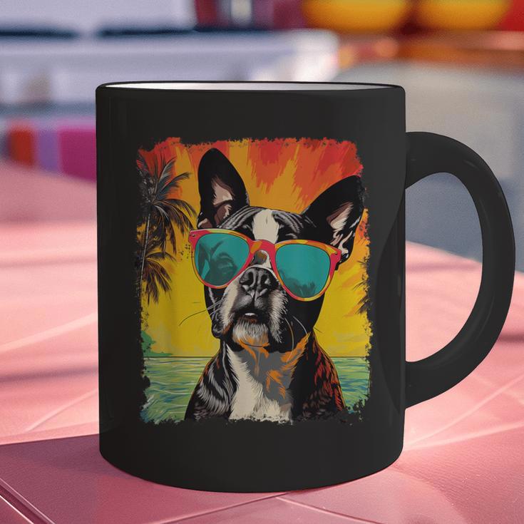 Dog Boston Terrier Hawaiian Graphic Print Coffee Mug, gift for family, gift for coworker