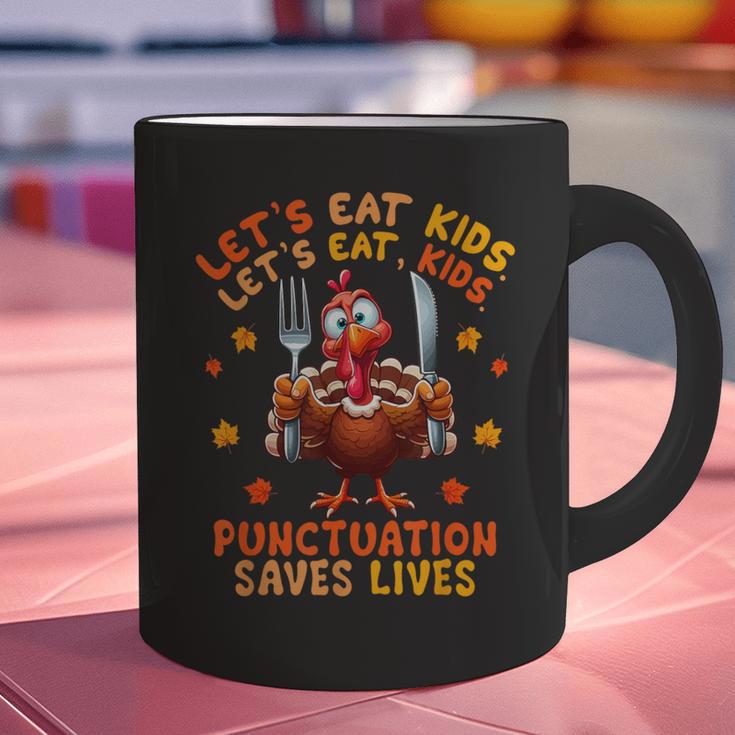 Eat Kids Punctuation Saves Lives Thanksgiving Turkey Teacher Graphic Print Coffee Mug, gift for family, gift for coworker Eat Kids Punctuation Saves Lives Thanksgiving Turkey Teacher Graphic Print Coffee Mug, gift for family, gift for coworker