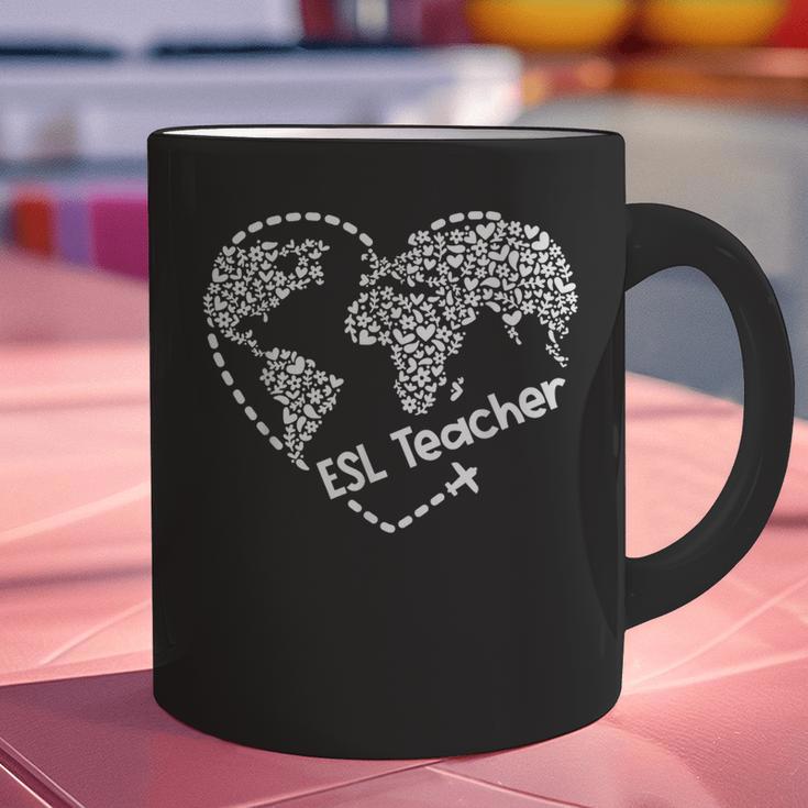 ESL Teacher ESOL Student Cute Heart Shape English Teacher Graphic Print Coffee Mug, Esl Teacher Mugs, English Teacher Mugs, gift for family, gift for coworker