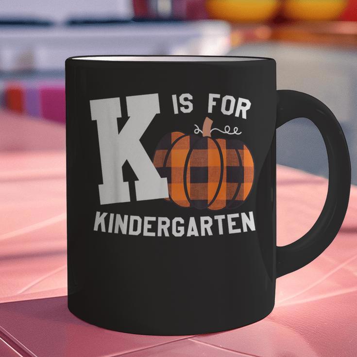 Fall Kindergarten Teacher K Is For Buffalo Plaid Pumpkin Graphic Print Coffee Mug, gift for family, gift for coworker Fall Kindergarten Teacher K Is For Buffalo Plaid Pumpkin Graphic Print Coffee Mug, gift for family, gift for coworker