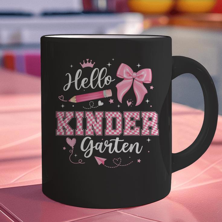 First Day Of School Teacher Girl Coquette Hello Kindergarten Graphic Print Coffee Mug, gift for family, gift for coworker