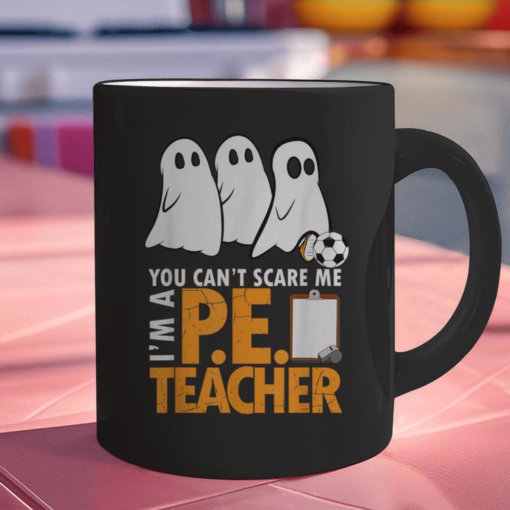 Halloween PE Teacher Shirt Can't Scare Me Graphic Print Coffee Mug, Pe Teacher Mugs, gift for family, gift for coworker