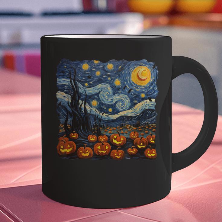 Halloween Pumpkin Starry Night Van Gogh Art Teacher Graphic Print Coffee Mug, gift for family, gift for coworker