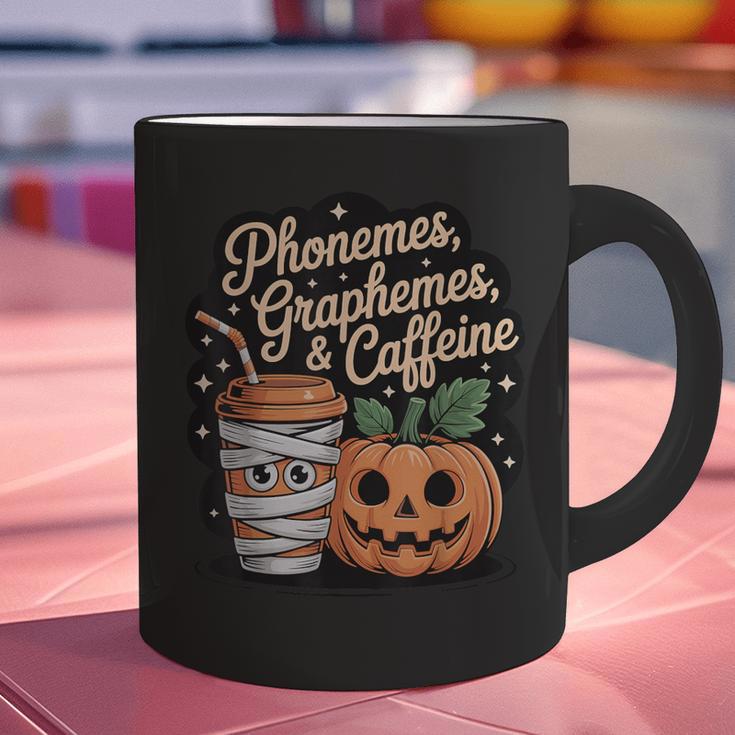 Halloween Teacher Phonemes Graphemes Caffeine Coffee Lover Graphic Print Coffee Mug, gift for family, gift for coworker Halloween Teacher Phonemes Graphemes Caffeine Coffee Lover Graphic Print Coffee Mug, gift for family, gift for coworker