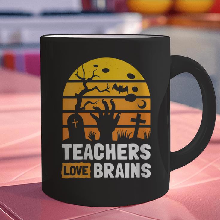 Halloween Teachers Science Math Teachers Love Brains Graphic Print Coffee Mug, Science Teacher Mugs, gift for family, gift for coworker