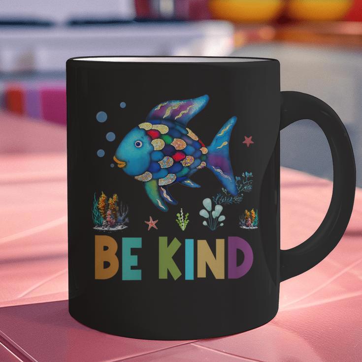 Happy First Day Of School Fish Rainbows Teacher Be Kind Graphic Print Coffee Mug, gift for family, gift for coworker