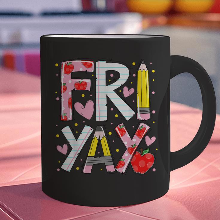 Happy Fri-Yay Teacher Back To School Friday Lovers Graphic Print Coffee Mug, gift for family, gift for coworker Happy Fri-Yay Teacher Back To School Friday Lovers Graphic Print Coffee Mug, gift for family, gift for coworker