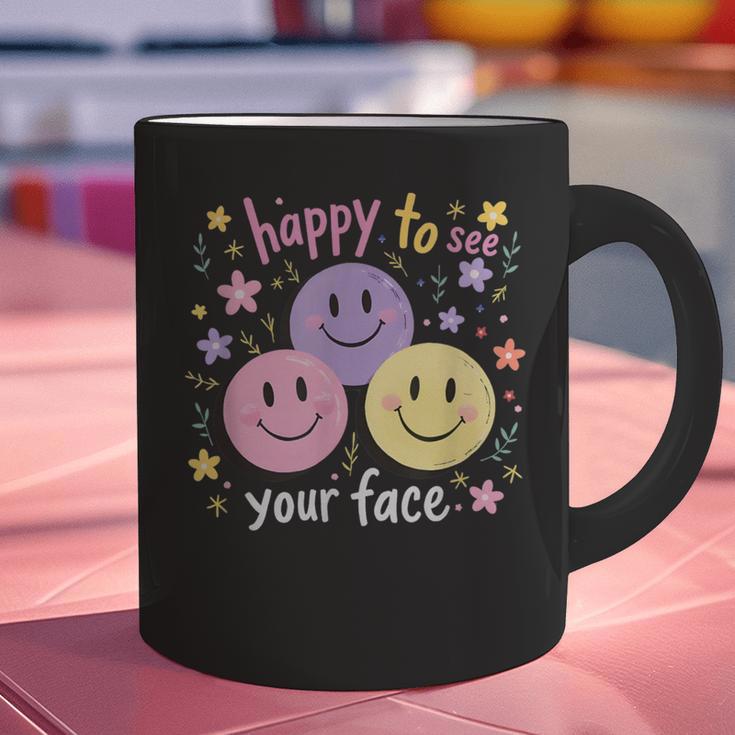 Happy To See Your Face Smile Face Teacher Back To School Graphic Print Coffee Mug, gift for family, gift for coworker