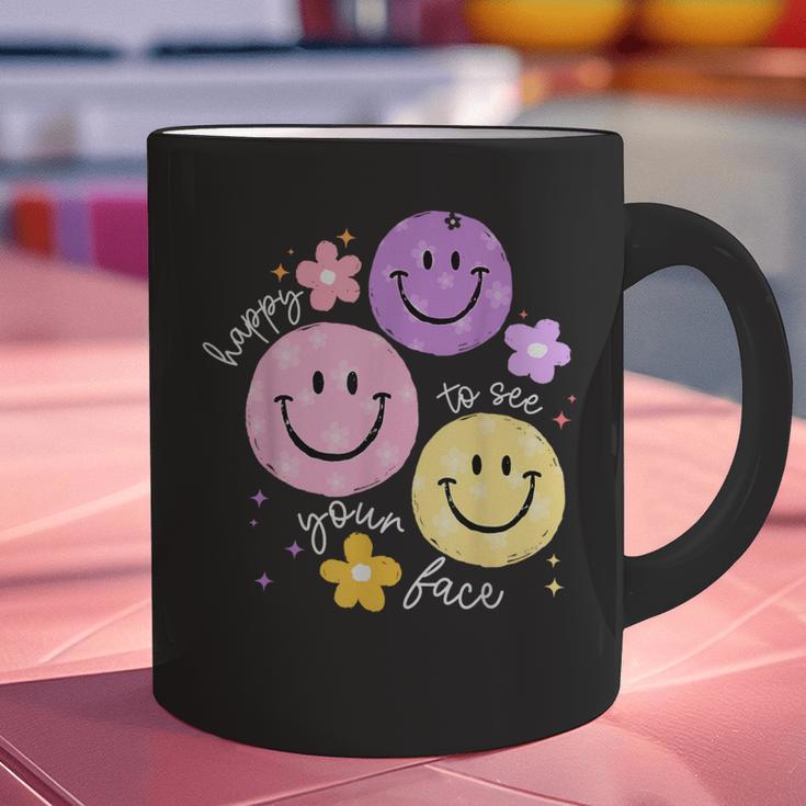 Happy To See Your Face Teacher Flower Back To School Graphic Print Coffee Mug, gift for family, gift for coworker Happy To See Your Face Teacher Flower Back To School Graphic Print Coffee Mug, gift for family, gift for coworker