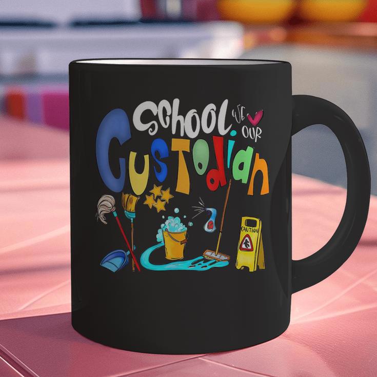 We Heart Love Our School Custodian For Teacher & Kids Graphic Print Coffee Mug, gift for family, gift for coworker