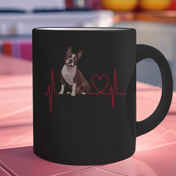 Heartbeat Boston Terrier Dog Graphic Print Coffee Mug, gift for family, gift for coworker