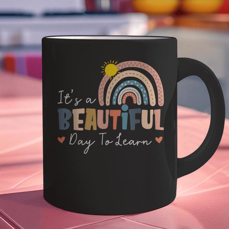 It's A Beautiful Day To Learn Cute Rainbow Boho Teacher Graphic Print Coffee Mug, gift for family, gift for coworker It's A Beautiful Day To Learn Cute Rainbow Boho Teacher Graphic Print Coffee Mug, gift for family, gift for coworker
