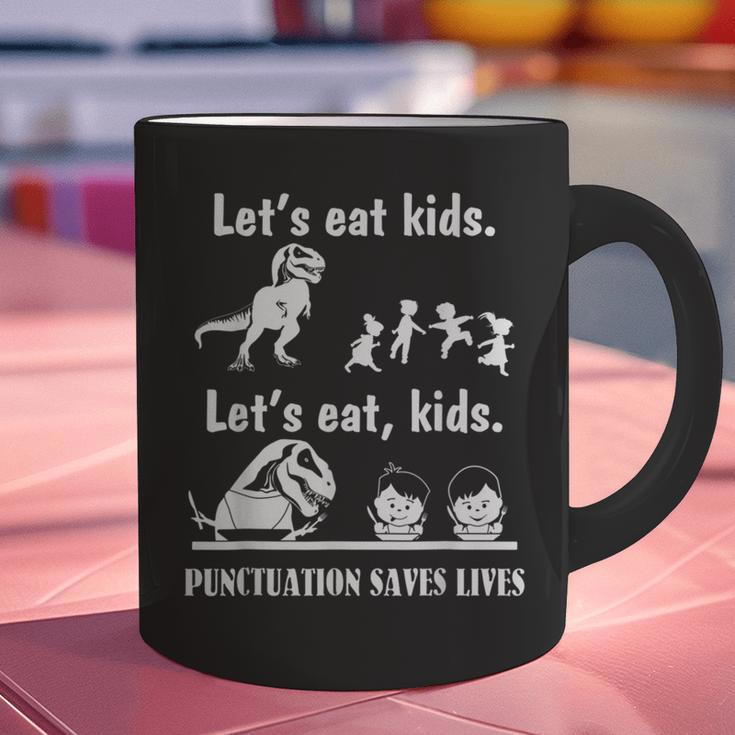 Let's Eat Kids Fun Dinosaurs Grammar Teacher Graphic Print Coffee Mug, gift for family, gift for coworker
