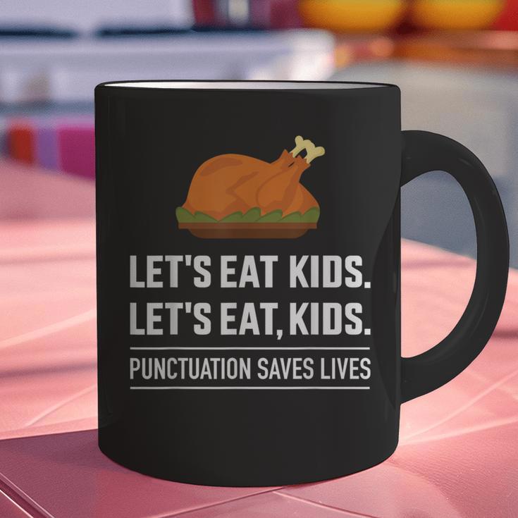 Let's Eat Kids Grammar For Thanksgiving Teacher Graphic Print Coffee Mug, gift for family, gift for coworker