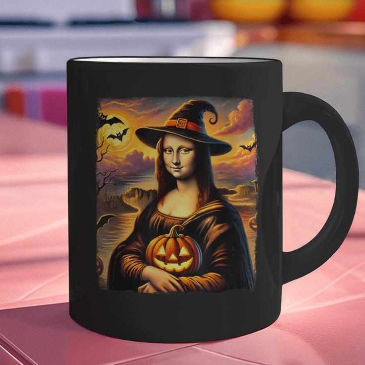 Mona Lisa Pumpkin Halloween Art Teacher Witchy Women Kids Graphic Print Coffee Mug, gift for family, gift for coworker