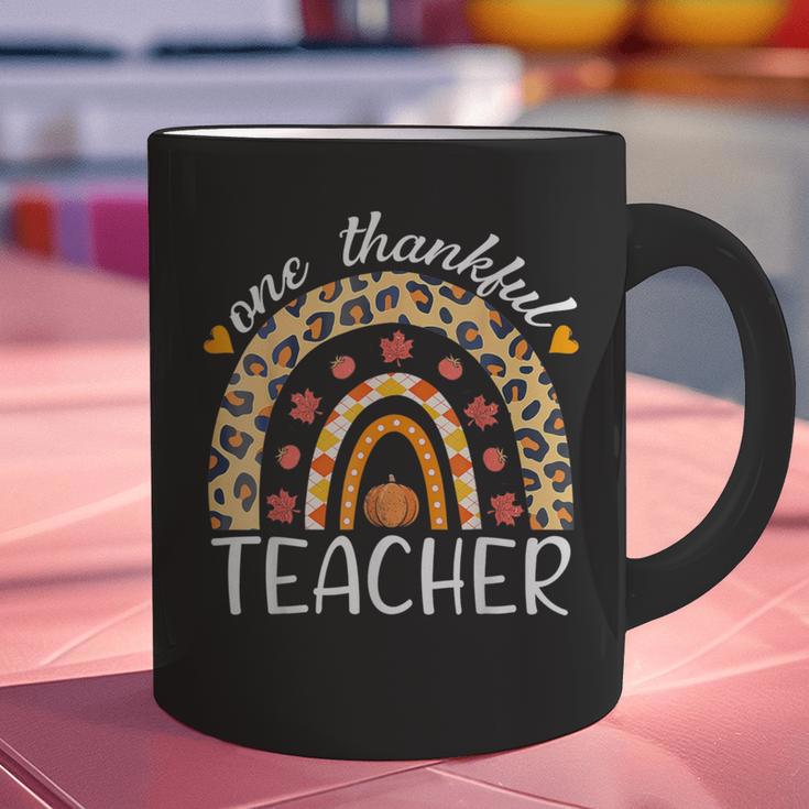 One Thankful Teacher Thanksgiving Rainbow Leopard Fall Graphic Print Coffee Mug, gift for family, gift for coworker One Thankful Teacher Thanksgiving Rainbow Leopard Fall Graphic Print Coffee Mug, gift for family, gift for coworker