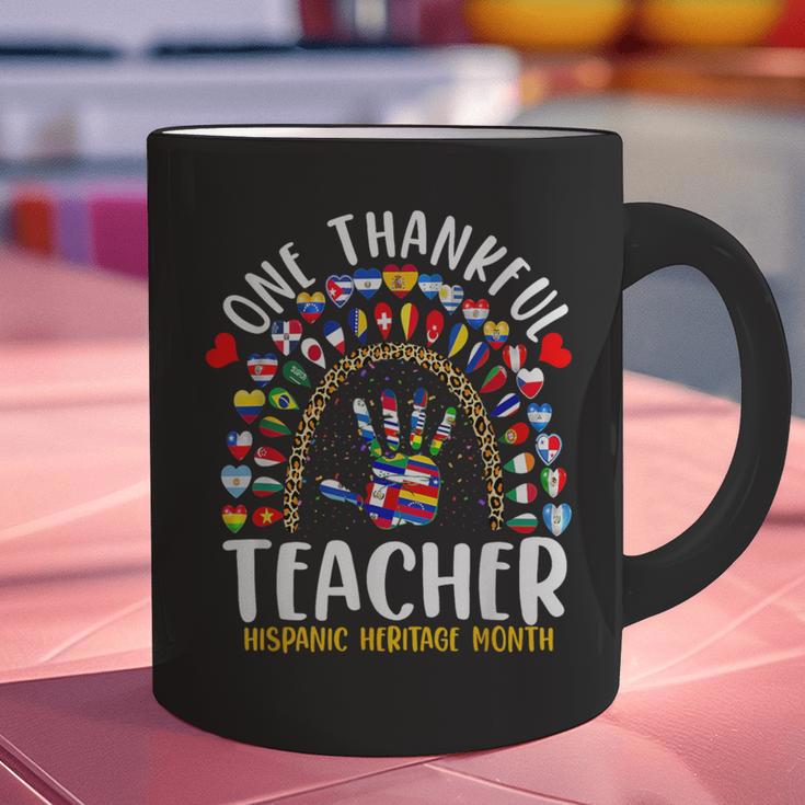 Hispanic Heritage Month One Thankful Teacher Rainbow Graphic Print Coffee Mug, gift for family, gift for coworker