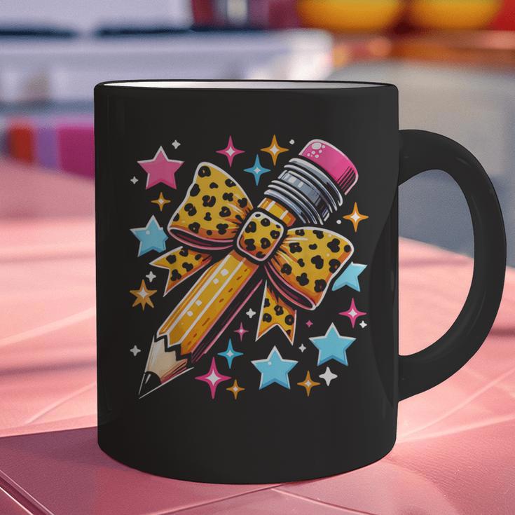 Pencil Leopard Coquette Bow Teacher Life Back To School Graphic Print Coffee Mug, gift for family, gift for coworker Pencil Leopard Coquette Bow Teacher Life Back To School Graphic Print Coffee Mug, gift for family, gift for coworker