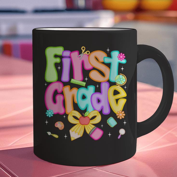 Preppy First Grade Back To School 1st Grade Teacher Girl Kid Graphic Print Coffee Mug, First Grade Teacher Mugs, gift for family, gift for coworker Preppy First Grade Back To School 1st Grade Teacher Girl Kid Graphic Print Coffee Mug, First Grade Teacher Mugs, gift for family, gift for coworker