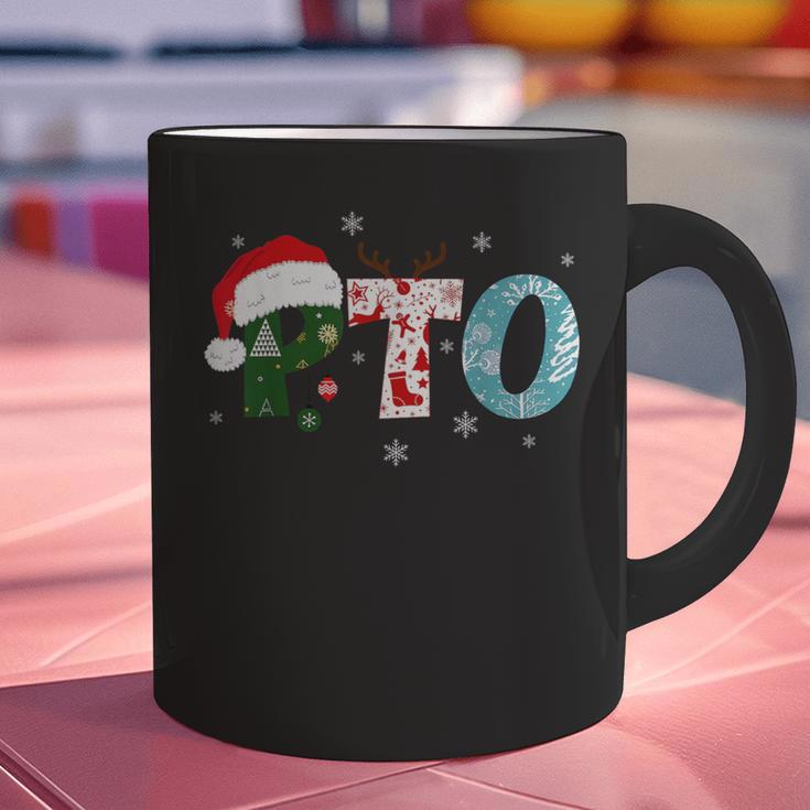 PTO Santa Hat Reindeer Parent Teacher Organization Christmas Graphic Print Coffee Mug, gift for family, gift for coworker PTO Santa Hat Reindeer Parent Teacher Organization Christmas Graphic Print Coffee Mug, gift for family, gift for coworker