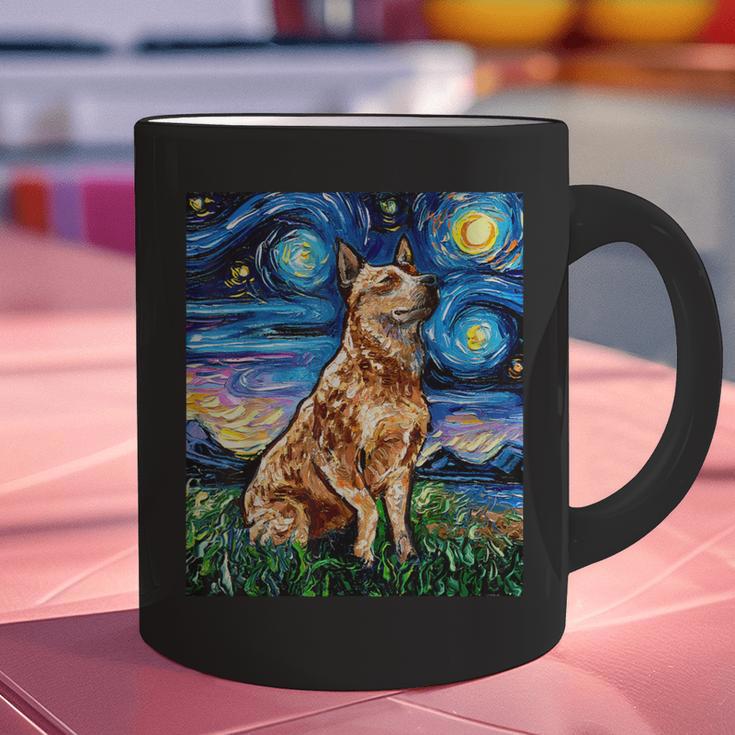 Red Heeler Starry Night Cattle Dog Colorful Art By Aja For Men Women Girls Kids Graphic Print Coffee Mug, gift for family, gift for coworker