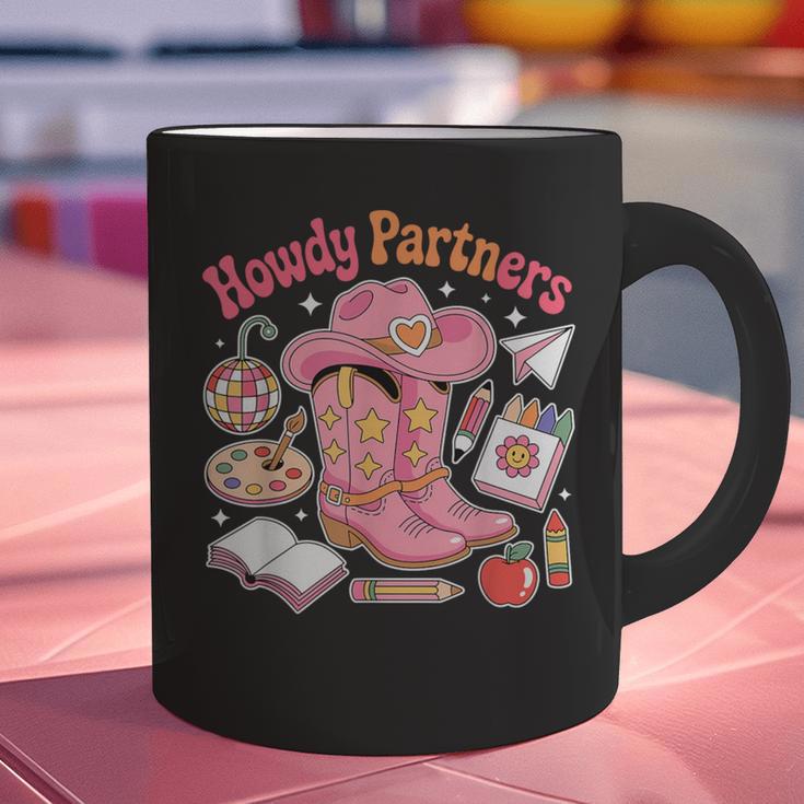 Retro Howdy Partners Cowgirl Cowboy Teacher Back To School Graphic Print Coffee Mug, gift for family, gift for coworker