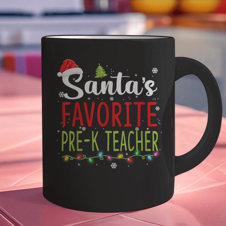 Santa's Favorite Pre-K Teacher Christmas Santa Hat Lights For Men Women Kids Graphic Print Coffee Mug, gift for family, gift for coworker Santa's Favorite Pre-K Teacher Christmas Santa Hat Lights For Men Women Kids Graphic Print Coffee Mug, gift for family, gift for coworker