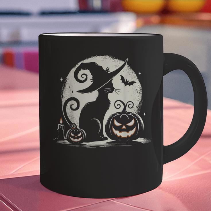 Scary Halloween Cat Costume Retro Cat Moon For Men Women Kids Graphic Print Coffee Mug, gift for family, gift for coworker
