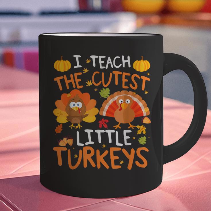 School Thankful I Teach The Cutest Little Turkeys Thanksgiving Teacher Graphic Print Coffee Mug, gift for family, gift for coworker