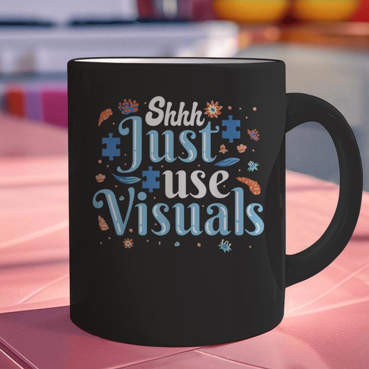 Shhh Just Use Visuals SPED Special Education Teacher Men Women Graphic Print Coffee Mug, gift for family, gift for coworker