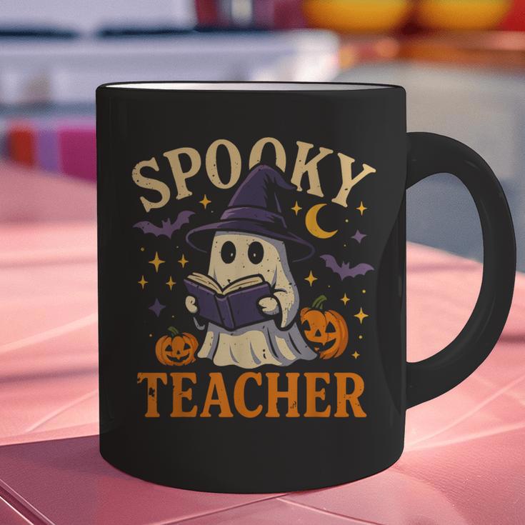 Spooky Teacher Halloween Cute Ghost Pumpkin Reading Women Graphic Print Coffee Mug, gift for family, gift for coworker