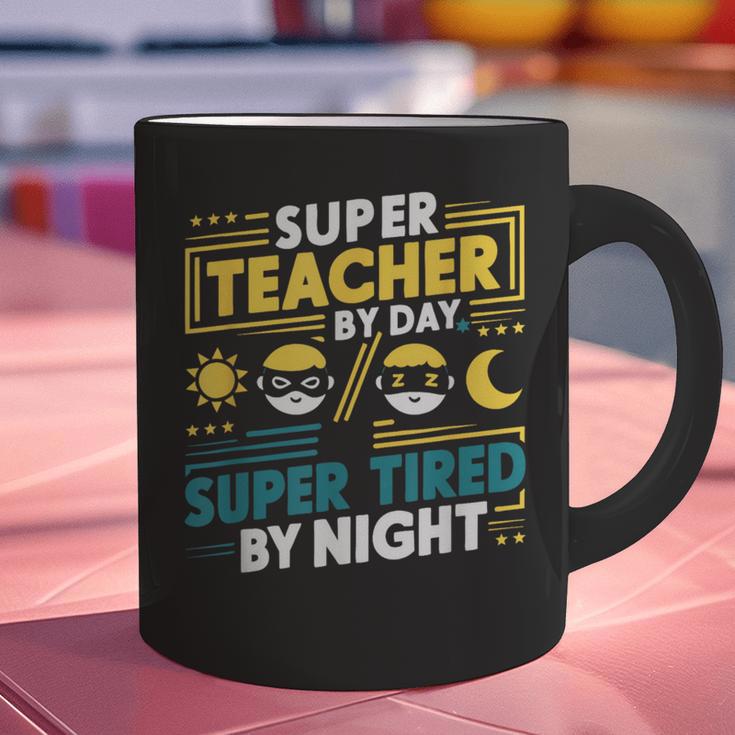Super Teacher By Day Super Tired By Night Superheroes School Graphic Print Coffee Mug, Super Teacher Mugs, gift for family, gift for coworker