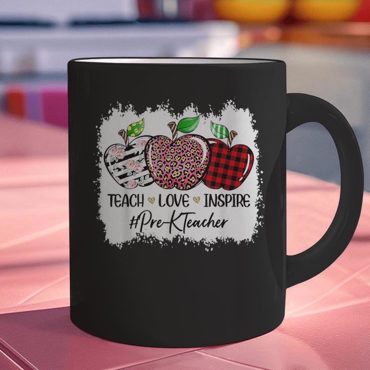 Teach Love Inspire Pre-k Teacher Apple Leopard Red Plain Graphic Print Coffee Mug, gift for family, gift for coworker