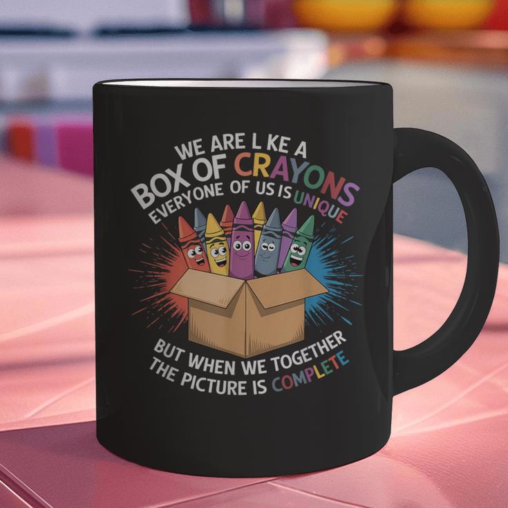 Teacher We Are Like a Box Of Crayons Graphic Print Coffee Mug, gift for family, gift for coworker