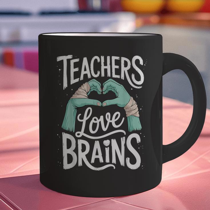 Teacher Halloween Shirt Women Men Teachers Love Brains Graphic Print Coffee Mug, gift for family, gift for coworker