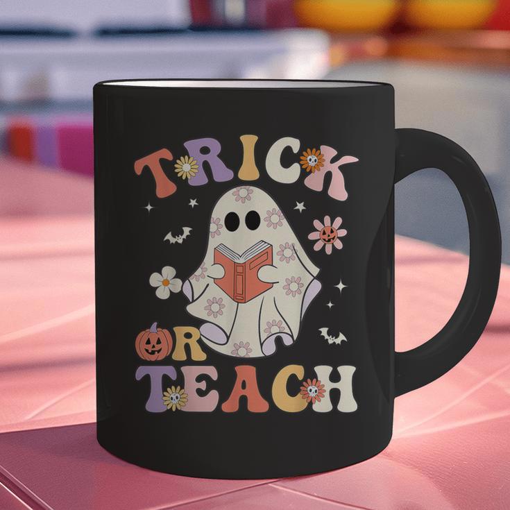 Teacher Halloween Trick Or Teach Floral Ghost Graphic Print Coffee Mug, gift for family, gift for coworker