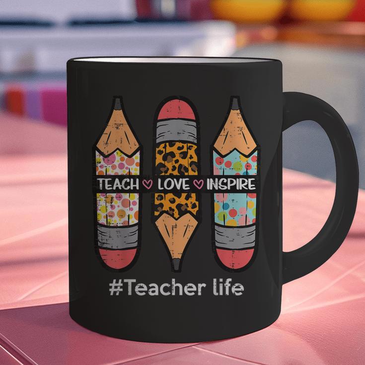 Teacher Life Teach Love Inspire Pencils Inspirational Women Graphic Print Coffee Mug, gift for family, gift for coworker Teacher Life Teach Love Inspire Pencils Inspirational Women Graphic Print Coffee Mug, gift for family, gift for coworker