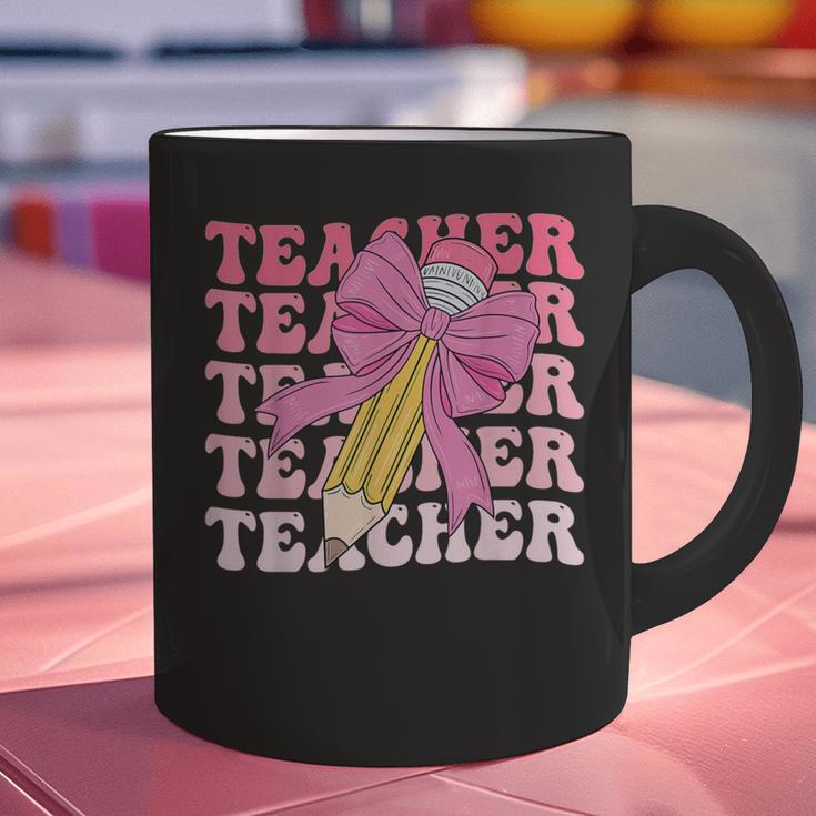 Teacher Pencil Back To School Groovy Pink Teacher First Day Graphic Print Coffee Mug, Groovy Teacher Mugs, gift for family, gift for coworker Teacher Pencil Back To School Groovy Pink Teacher First Day Graphic Print Coffee Mug, Groovy Teacher Mugs, gift for family, gift for coworker