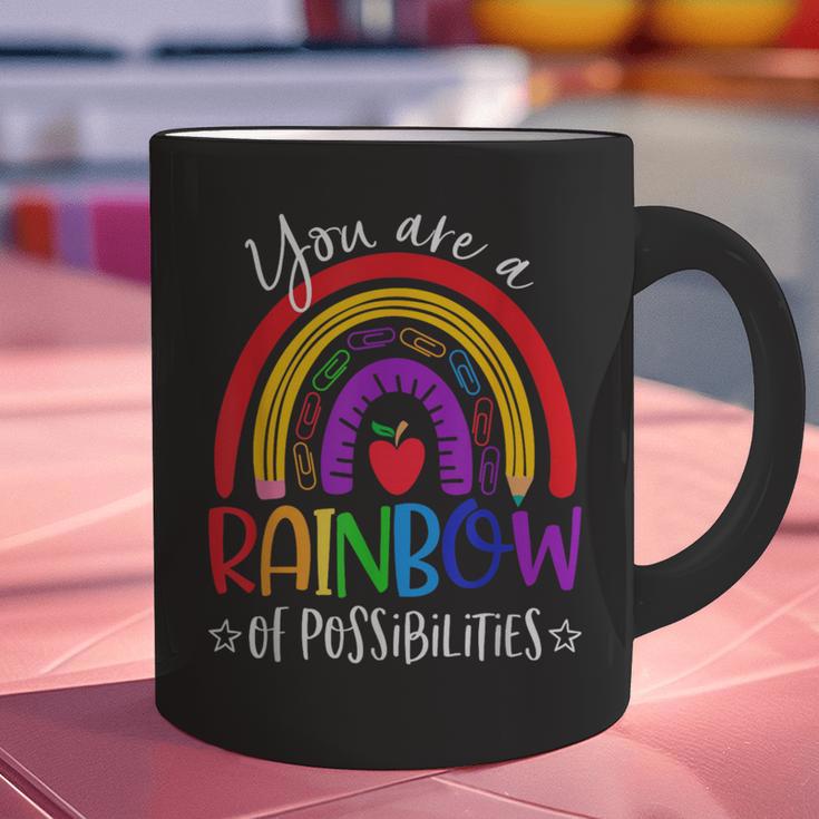 Teacher You Are a Rainbow Of Possibilities Funny Graphic Print Coffee Mug, gift for family, gift for coworker