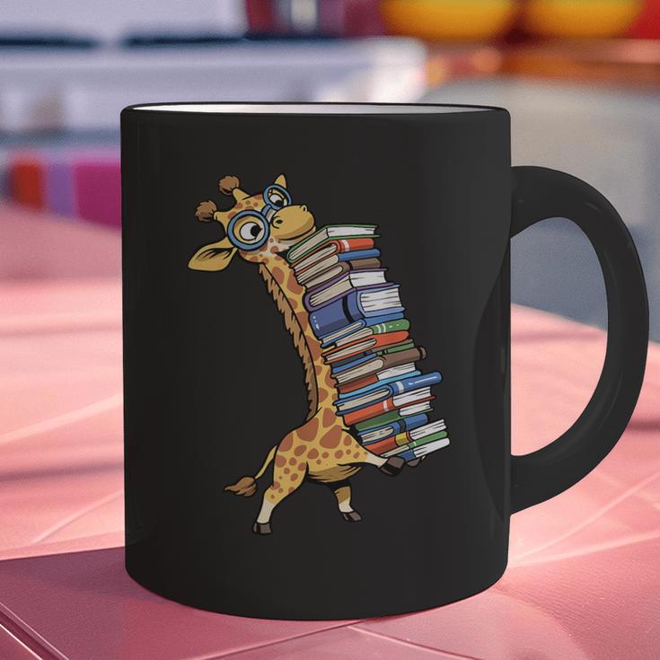Teacher Shirt Giraffe Holding Books Bookworm Librarian Graphic Print Coffee Mug, gift for family, gift for coworker