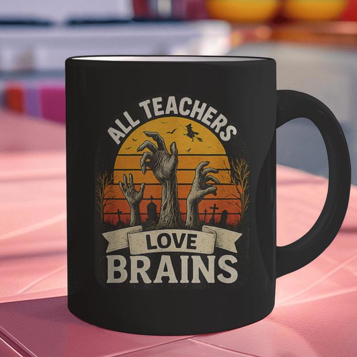 Teacher All Teachers Love Brains Halloween Graphic Print Coffee Mug, gift for family, gift for coworker