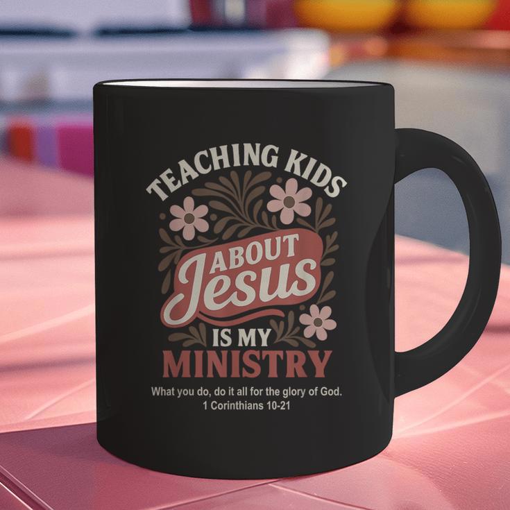 Teaching Kids About Jesus Is My Ministry Christian Teacher Graphic Print Coffee Mug, gift for family, gift for coworker Teaching Kids About Jesus Is My Ministry Christian Teacher Graphic Print Coffee Mug, gift for family, gift for coworker